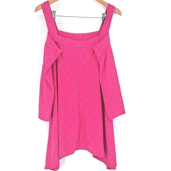 NY Collection 2X Pink Cold-Shoulder Eyelet Top -Cooling Fabric! - Picture 7 of 8